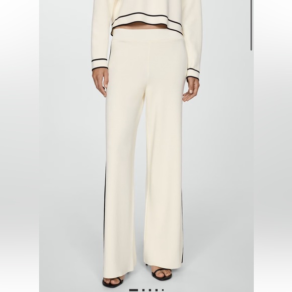 Mango Striped Knitted Cream Trousers, new with tags - Picture 2 of 8